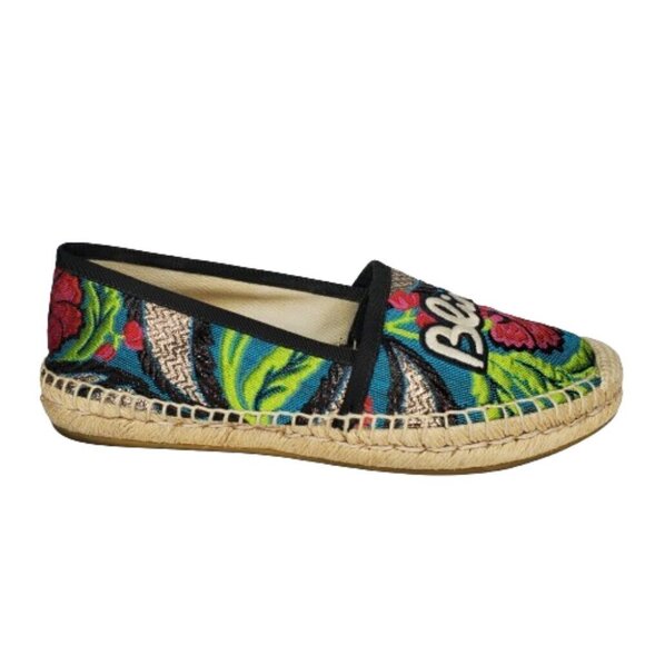 Gucci Pilar Blind For Love Embroidered Espadrille Slip On Flats - Picture 1 of 6